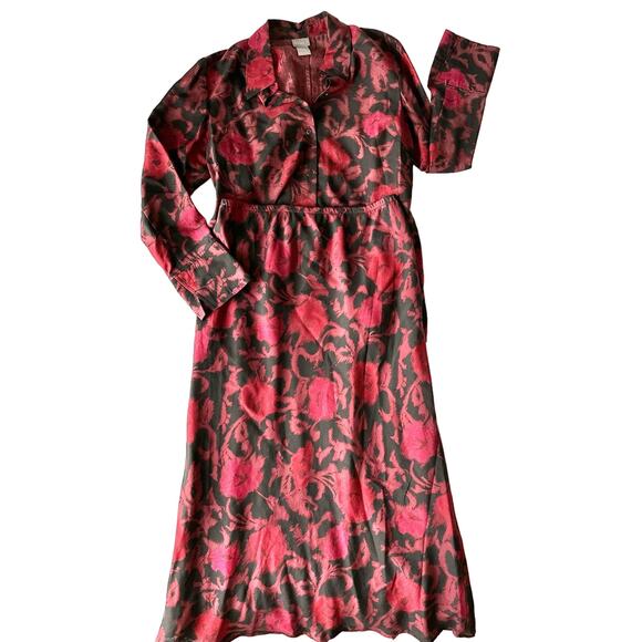 Sigrid Olsen Red Floral Autumn Bistro Silk Blouse Skirt Set - Picture 1 of 7